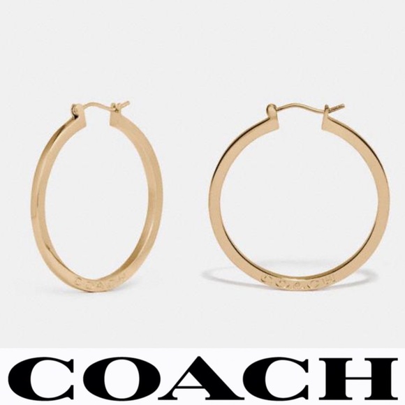 Coach Hoop Earrings Gold size Small F73022 - Picture 1 of 8